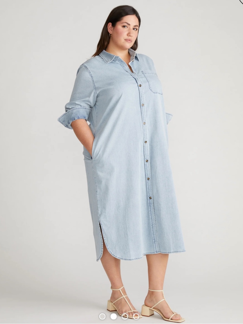 Universal Standard Odeon Stretch Cotton Chambray Shirt Dress